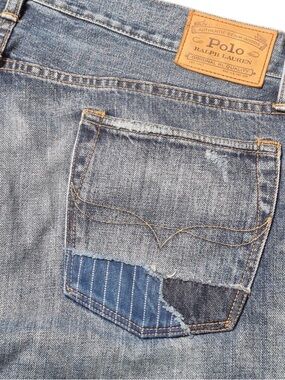 Polo Ralph Lauren Men’s 36x34 Sullivan Slim Distressed Patchwork Jeans